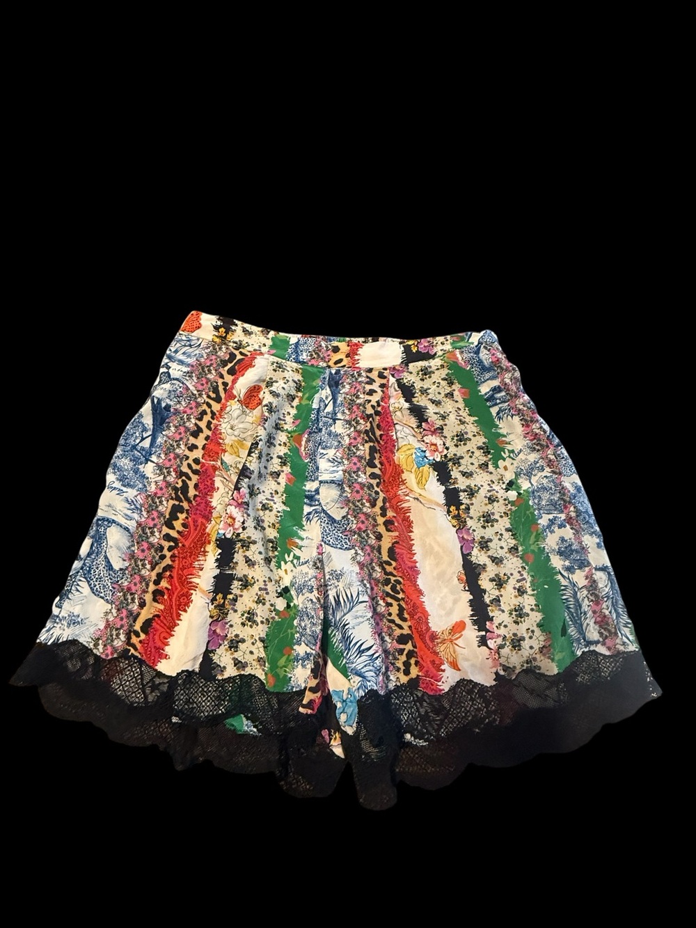 Zadig & Voltaire Saturne Mix Print CDC silk shorts, bright patchwork Sz 42 - Picture 2 of 5